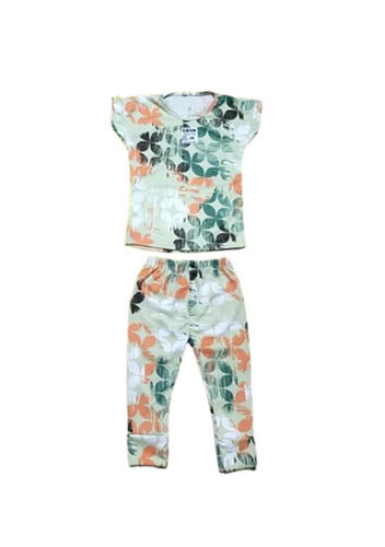 Girls Dress - Regular Fit, Short Sleeves , Multicolor Printed Pants and Top Set with Quick Dry, Anti Wrinkle, Breathable Features