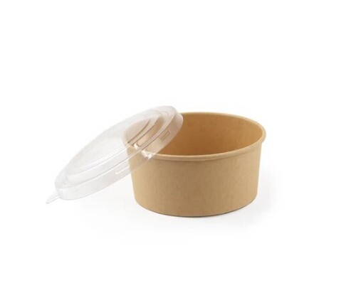 Kraft Paper Packaging Container - 750ml Round Shape , Plain Brown Color, Eco-Friendly Material