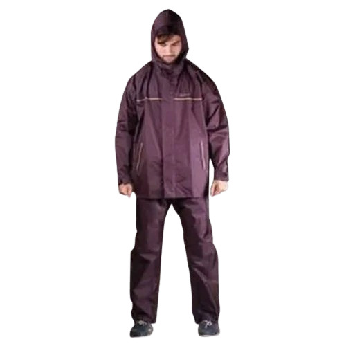 Mens Waterproof Polyester Brown Raincoat - Free Size Full Sleeve Jacket and Pant Set | Ideal for Rainy Seasons Durable and Lightweight Design