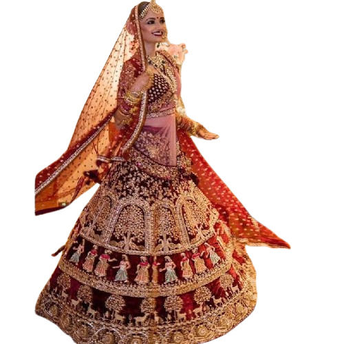 Velvet Bridal Lehenga Choli