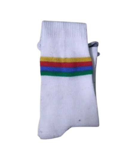 Cotton Striped Ankle Length Socks - White, Breathable, Quick Dry | All Season Casual Wear, Hand Washable in Box Packaging