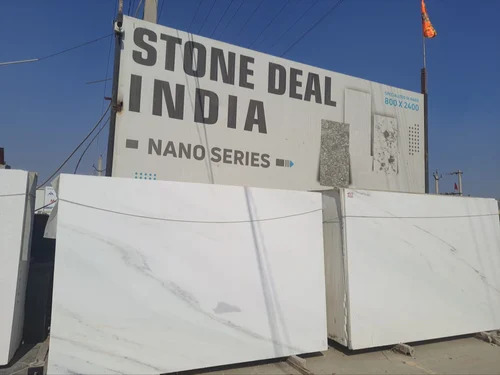 White Marble Slab - Polished Finish, Durable and Scratch Resistant | Ideal for Flooring Applications