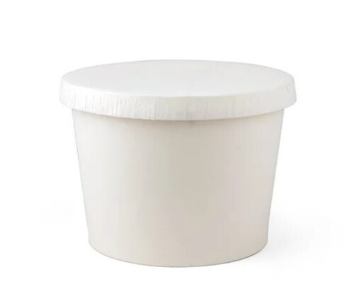 White Round Kraft Paper Container - 8 x 6 Inch | Food Storage Solution, Durable Material, Minimalist Design, Ideal for Packaging