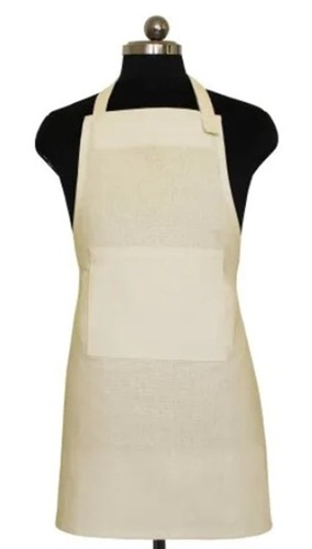 100% Cotton Unisex Apron - Full Size, Off White | Non-Disposable, Cotton Waist Piping, Pocket Size 25CM, 150 GRAM Weight