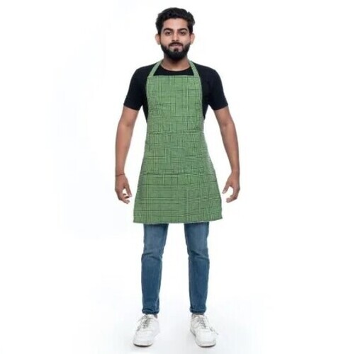 Waterproof Kitchen Apron - Poly Cotton Material Free Size Checked Design | Non-Disposable Lightweight at 120 Gram Cotton Thread Stitching
