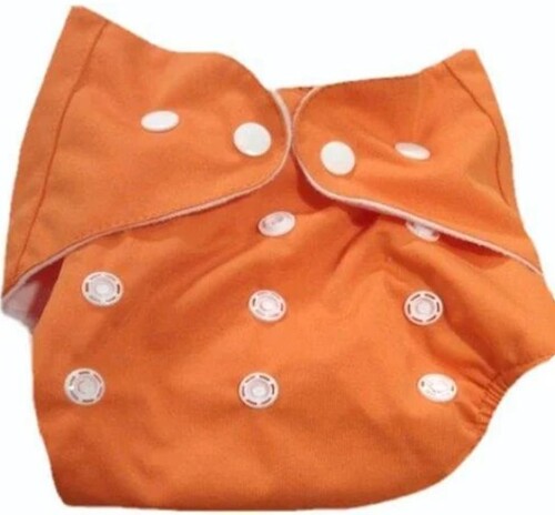Orange Diaper Pant - Cotton Material, 8 Month Size | Reusable Design with Button Closure, Versatile for All Occasions