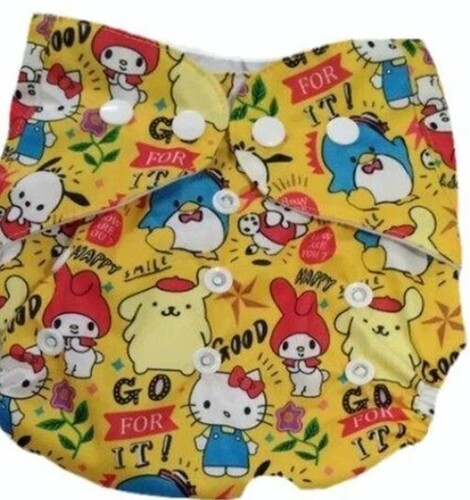 Printed Diaper Pants - Cotton, Multi Color with White Base , Reusable Design for Age Group 10 Months - Button Closure for Easy Use