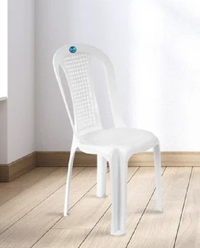 Plastic Armless Chair - Crack Resistant Plastic, Modern Design, Easy to Clean, Long Lasting White Finish