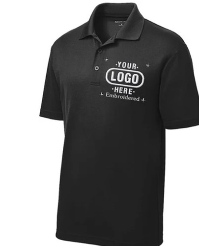 Collar Polo T Shirt - Cotton Fabric, Black Color, 3/4th Sleeves, Plain Pattern | Ideal for Men