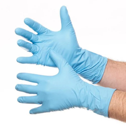 Latex Examination Gloves - Medium Size, Blue Color | Disposable, Fingerless Design for Medical Use, Cool Dry Feature