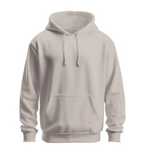 Plain Cotton Beige Hoodie