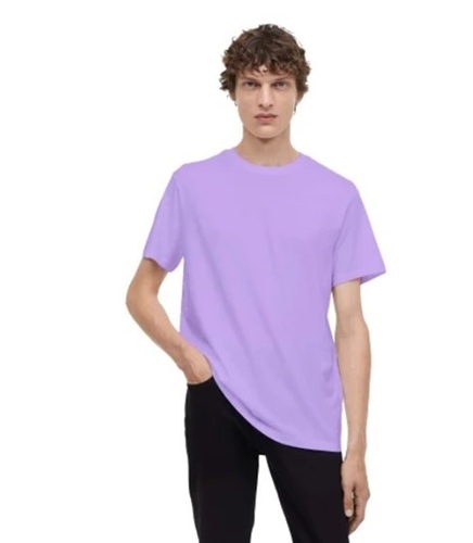 Plain Cotton T-Shirt - Regular Fit, Casual Wear, Lavender Color, Round Neck, Full Sleeves, Men's Apparel