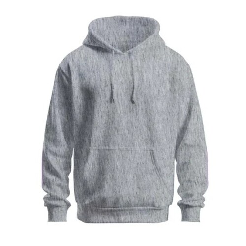 Plain Cotton Melange Grey Hoodie - Polyester Material, Customized Size, Unisex Fit, Full Sleeves, Permanent Hood | Breathable, Machine Washable
