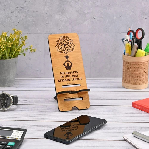 Wooden Mobile Stand - Premium Quality Wood, Compact Size | Elegant Design, Eco-Friendly, Customizable, Sturdy Support, Antique Imitation Style