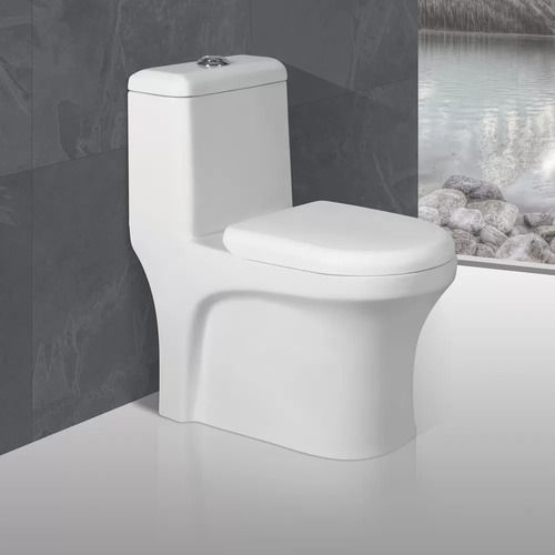 Ceramic Floor Mounted Toilet - Color: White