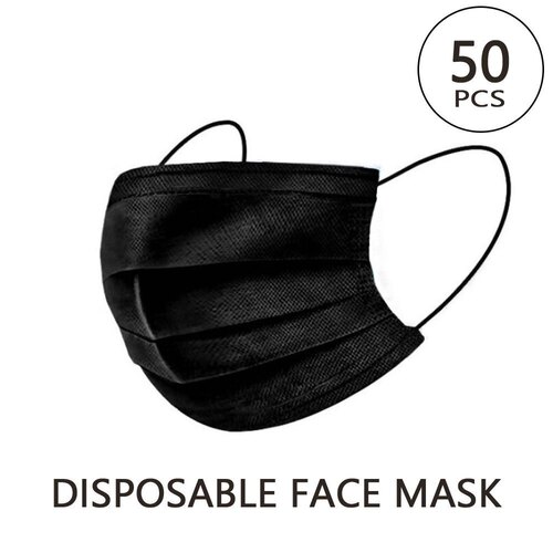 Disposable Surgical Face Mask - Black Color Rectangle Shape | Waterproof Designed for Pharmacy Laboratory Hospital and Clinic Use by Kiyaan Corporation