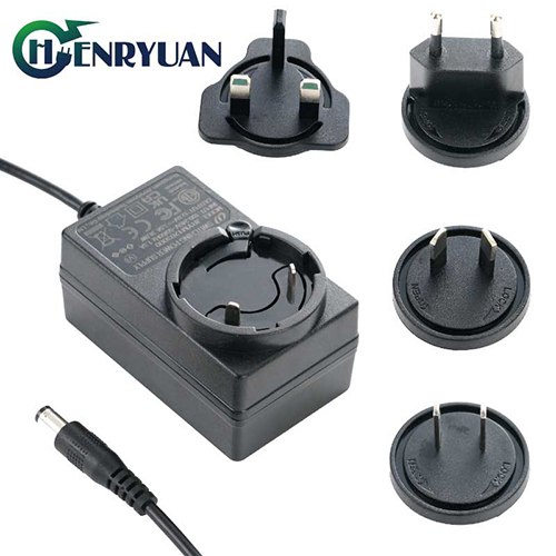 Interchangeable Wall Plug 4.2V 1A Lithium Ion Battery Charger - PC, 63x37x27.5mm, Multi-Plug Compatibility, UL & ETL Safety Approved, Advanced Protection Mechanisms, LED Indicator for Charging Status