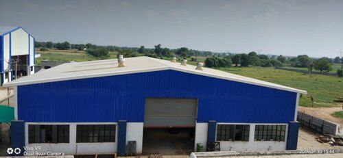 Prefab Industrial Shed - FRP Material, 35 Feet Height, Paint Coated, A-Type Roof | Customized Color, Sandwich Panel Roof, Inward/Outward Open Style, Ideal for Warehouse, Workshop, Plant Usage