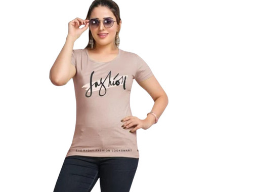 Cotton Printed Ladies T-Shirt - All Size Options Full & Half Sleeve Embroidered Comfort for Casual Wear
