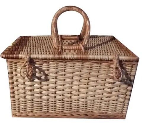 Bamboo Fruit Basket - 14 x 12 x 10 Inch Rectangle Design | Brown Color, Dual Handles, Ideal for Fruit Storage