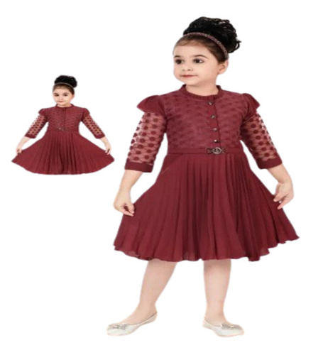 Kids Maroon Frocks