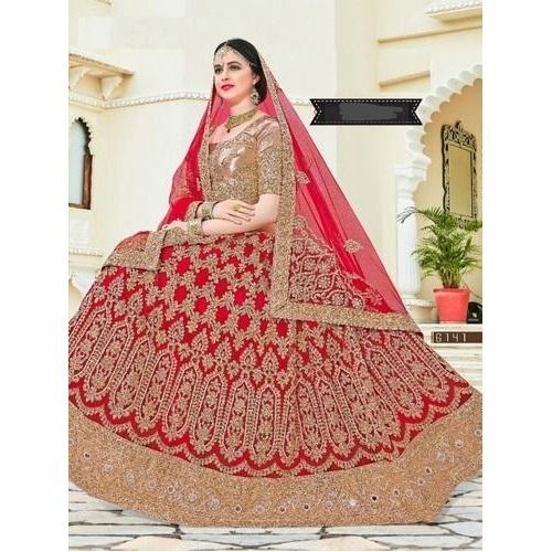 Ladies Bridal Lehenga - Color: Red And Golden