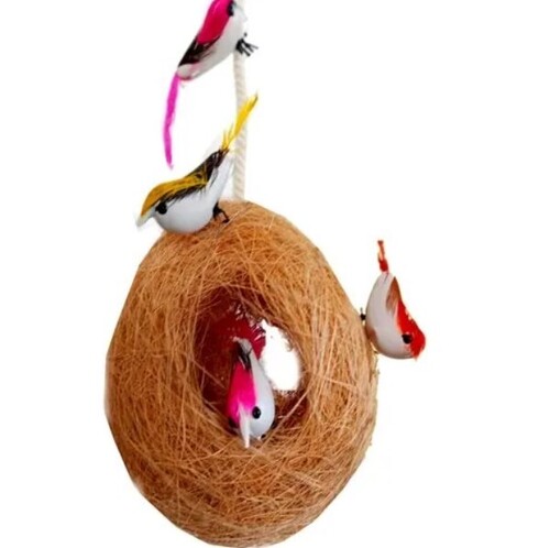 Decorative Bird Nest - Coir Material, Oval Shape, Brown Color | Eco-Friendly Design for Outdoor Bird Habitats