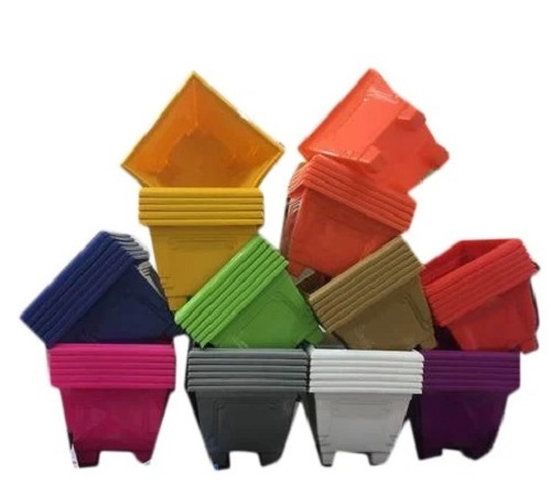 Decorative Square Plastic Planter - Lightweight Crack Resistant Material Glossy Finish in Various Colors | Easy to Clean and Timely Delivery