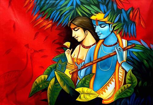 radha krishna painting