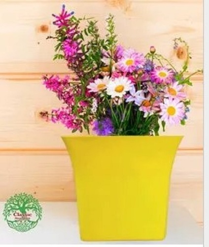 Yellow Plastic Planter - Lightweight and Easy to Clean | Glossy Finish, Various Colors Available, New Only