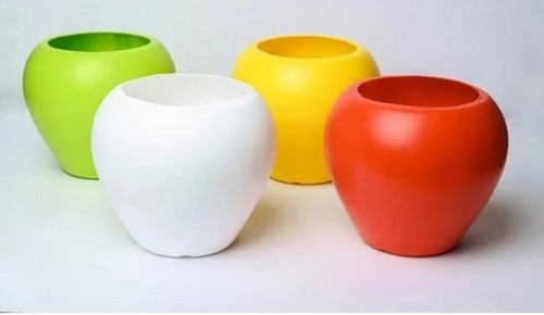 Apple Shape Plastic Pot - Lightweight Plastic, Glossy Finish, Various Colors | Easy to Clean and Timely Delivered for Planting Needs