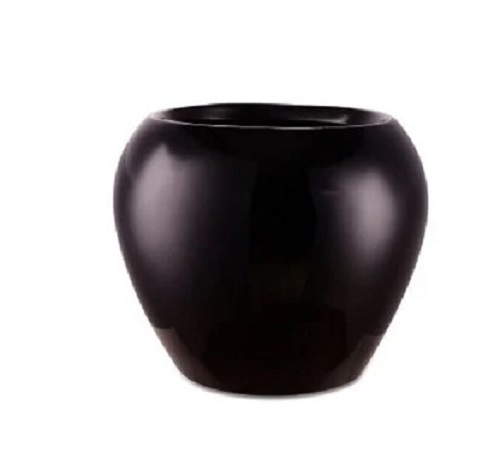 Black Apple Shape Plastic Pot - Lightweight, Glossy Finish, Various Colors Available | Easy to Clean, Crack Resistant, Ideal for Planting