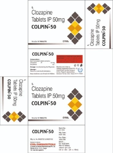 Clozapine Tablets - 50 mg I.P. | Medicine Grade, Requires Prescription, For Hospital and Clinic Use, Store in Cool and Dry Place