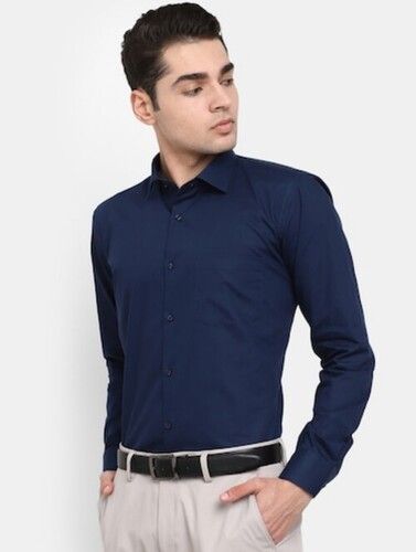 Men''s Premium Cotton Formal Shirt - XXS, S, XL | Elegant Design, Breathable Material, Anti UV, Easy Iron, Versatile Dark Blue Color, Full Sleeves, Ideal for Summer