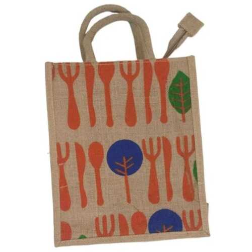 Printed Jute Shopping Bag - Color: Beige (Base)