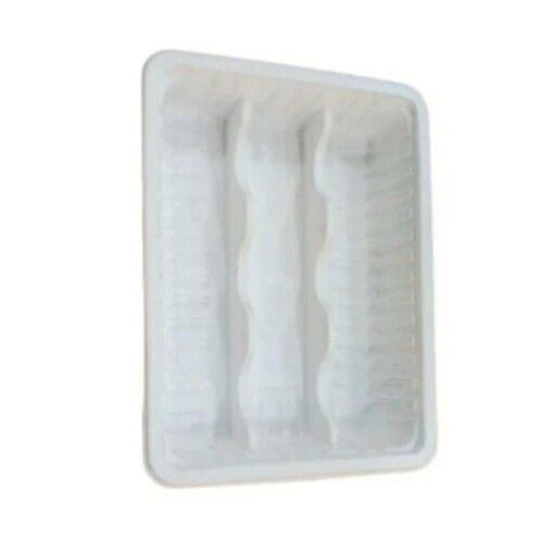 Sweet Packaging Tray - Plastic, Rectangular Shape, 0.36 mm Thickness, White Color | High Durability