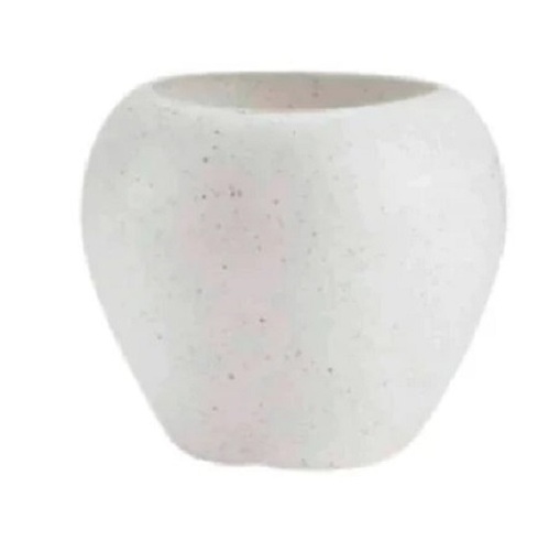 White Apple Shape Plastic Pot - Plastic, Light Weight, Glossy Finish | Crack Resistant, Easy to Clean, Available in Various Colors