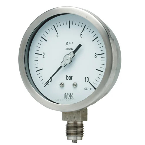 Analog Pressure Gauge - Steel -1 to 0 to 760 BAR & 0 to 760 mmHG | Industrial Grade Second Hand Pressure Monitoring for Oil Refineries and Petro Chemical Applications