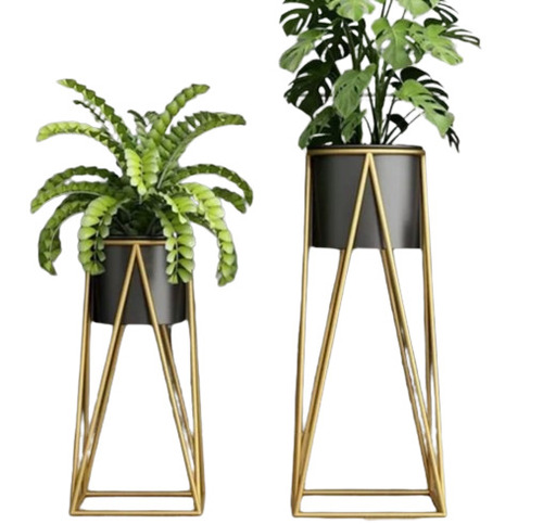 Black Metal Flower Pot With Stand
