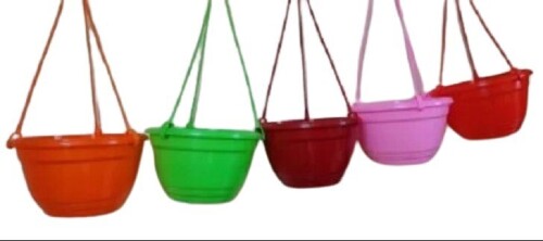 Plain Plastic Hanging Pot - Crack Resistant Plastic | Glossy Finish, Various Colors Available, Perfect for Planting and Decorating