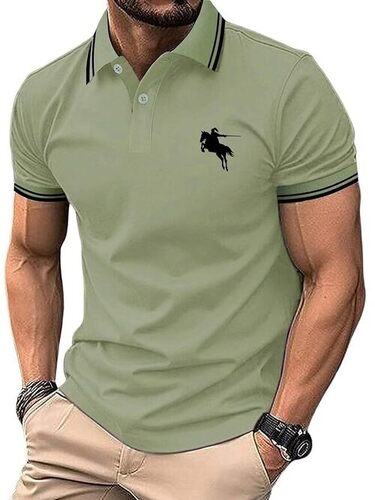 Polo T-Shirt - Flannel Fabric, Regular Fit Sizes L-XL, Classic Green Color - Breathable, Lightweight, Fade-Resistant, No Pocket, Machine Washable