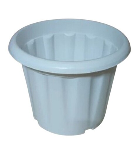 White Plastic Flower Pot - Crack Resistant Material, Glossy Finish, Various Colors Available | Effective for Planting and Tested on Quality Parameters