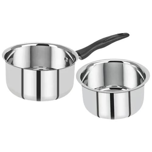 Stainless Steel Plain Bottom Cookware Set - Stainless Steel | Even Heating, Non-Reactive Surface, Easy to Clean, Sleek Design, Rust and Heat Resistant