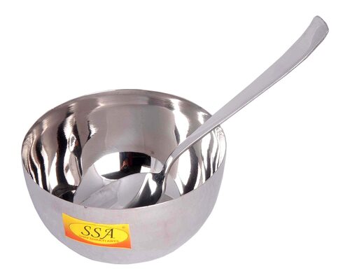 Steel Bowl - Stainless Steel, Silver | Durable, Rust Resistant, Easy to Clean, Lightweight, Versatile Use, Sturdy Design