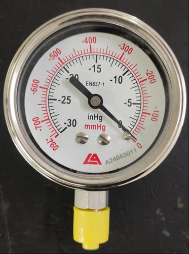 Vacuum Pressure Gauge - Mild Steel Round White Analog Display Bourdon Tube All Size Compatibility | Industrial Usage Threaded Sensor Type Premium Grade