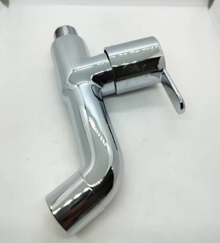 Brass Bib Cock - Wall Mounted, Modern Zinc Handle Design | All Sizes, Sleek Silver Finish