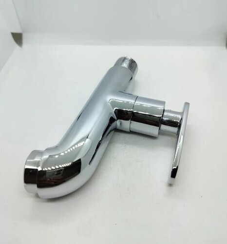 Brass Bib Cock Tap - 8 Inch Wall Mounted , Modern Polished Silver Design