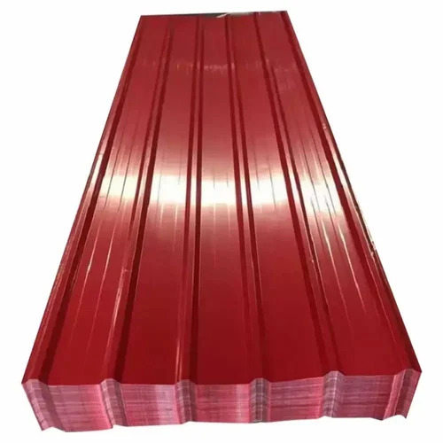 Corrugated Roofing Sheets - Metal Material, Standard Size, Maroon Color | Higher Strength, Easy to Install, Heavy-Duty, Water and Weather Resistant