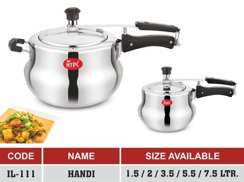 Handi Pressure Cooker - Aluminum, 5 Ltr & 3 Ltr | Unique Deep Lid Design, Effective Spillage Control, Enhanced Safety, Reduces Mess