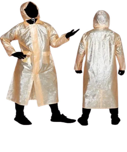 Ladies Silver Raincoat - PVC, XL Size, Silver Color | Full Sleeves, Waterproof Design, Long Coat for Rainy Season Wear